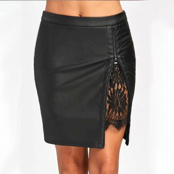 The Best Women Formal Lace Leather High Waist Short Skirt OL Ladies Summer Casual Bodycon Slim Mini Skirt Pencil Sundress Online - Takalr