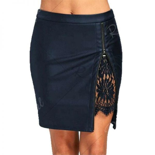 The Best Women Formal Lace Leather High Waist Short Skirt OL Ladies Summer Casual Bodycon Slim Mini Skirt Pencil Sundress Online - Takalr