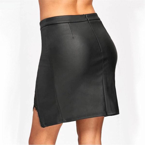 The Best Women Formal Lace Leather High Waist Short Skirt OL Ladies Summer Casual Bodycon Slim Mini Skirt Pencil Sundress Online - Takalr