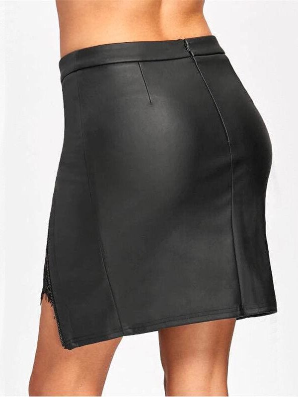 The Best Women Formal Lace Leather High Waist Short Skirt OL Ladies Summer Casual Bodycon Slim Mini Skirt Pencil Sundress Online - Takalr