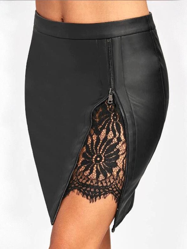 The Best Women Formal Lace Leather High Waist Short Skirt OL Ladies Summer Casual Bodycon Slim Mini Skirt Pencil Sundress Online - Takalr