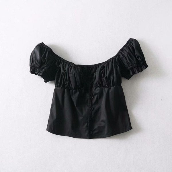 The Best Women Frill Trim Vintage Blouse Summer Casual Short Sleeve Top Online - Takalr