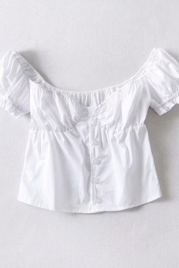 The Best Women Frill Trim Vintage Blouse Summer Casual Short Sleeve Top Online - Takalr