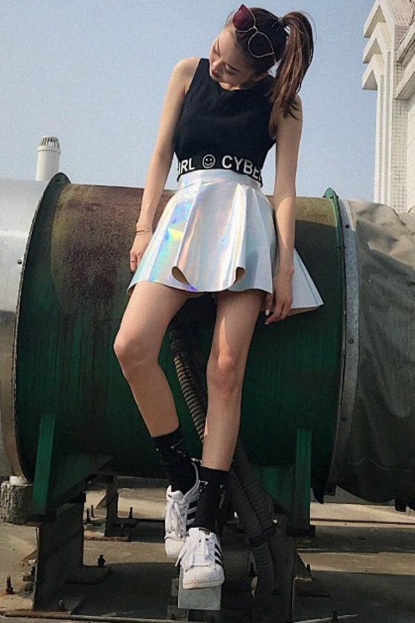 The Best Women Girls Leather Short Skirt Fashion Cheerleader Costume High Waist Mini Skater Casual Party Short Skirt Online - Takalr