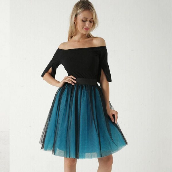 The Best Women Gradient Suspender Skirt Ladies Casual Elastic High Waist Five Layer Veil  Mesh Tulle Skirt Summer Evening Party Sundress Online - Takalr