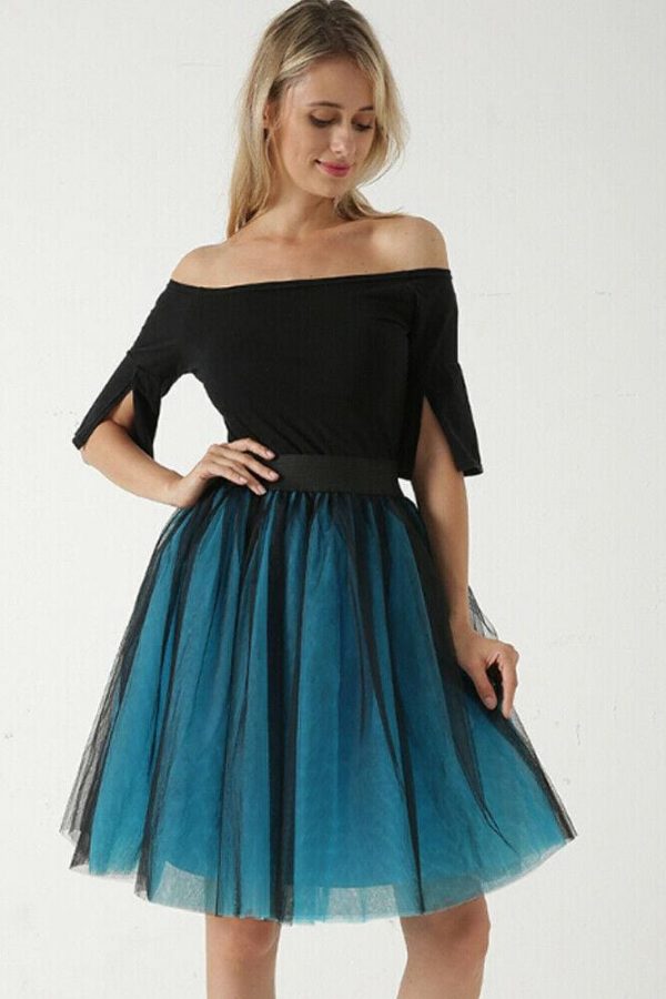 The Best Women Gradient Suspender Skirt Ladies Casual Elastic High Waist Five Layer Veil  Mesh Tulle Skirt Summer Evening Party Sundress Online - Takalr