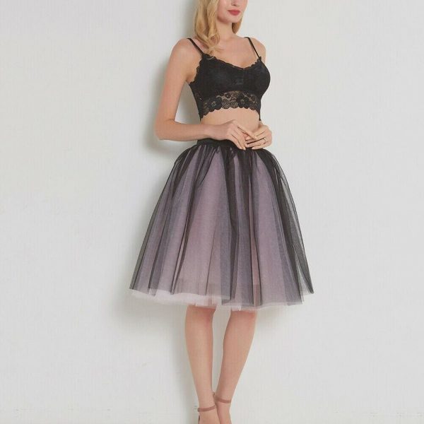 The Best Women Gradient Suspender Skirt Ladies Casual Elastic High Waist Five Layer Veil  Mesh Tulle Skirt Summer Evening Party Sundress Online - Takalr