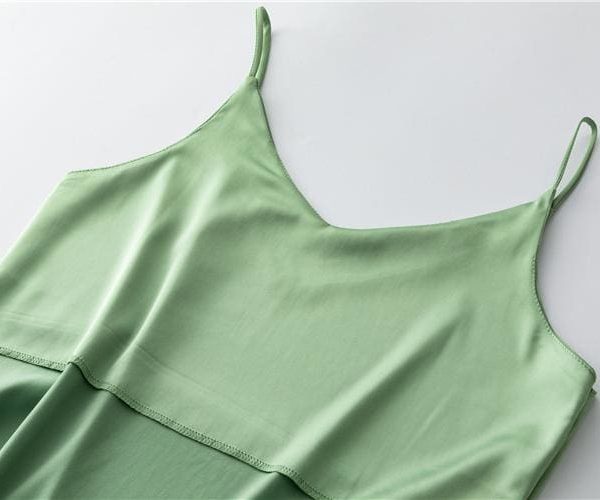 The Best Women Halter V Neck Basic  White Cami Sleeveless Satin Silk Tank Tops Online - Takalr