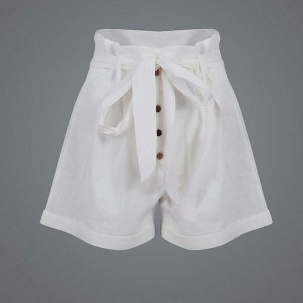 The Best Women High Waist Bowknot Tie Belt Shorts New Fashion Ladies Solid Casual Summer Beach Button Short Trousers Online - Takalr