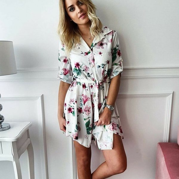 The Best Women High Waist Floral T Shirt Dress Elegant Long Sleeve V Neck Mini Dress Ladies Casual Wrap Tunic Sundress Streetwear Online - Takalr