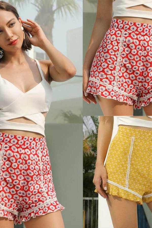 The Best Women High Waist Hot Shorts Ladies Foral Stylish Loose Beach Summer Ladies Comfort Fit Casual Short Trousers Online - Takalr