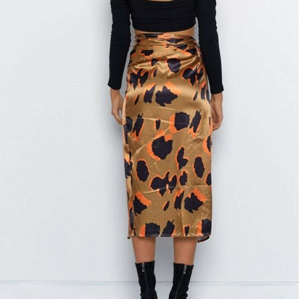 The Best Women High Waist Leopard Print Split Midi Skirt Ladies Summer Holiday Casual Ruffle Asymmetric Wrap Sundress Online - Takalr