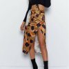 The Best Women High Waist Leopard Print Split Midi Skirt Ladies Summer Holiday Casual Ruffle Asymmetric Wrap Sundress Online - Takalr