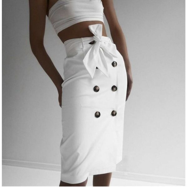 The Best Women High Waist Long Skirt Tie Belt Buttons Ladies Summer Beach Holiday Casual Ruffle Wrap Sundress Online - Source Silk