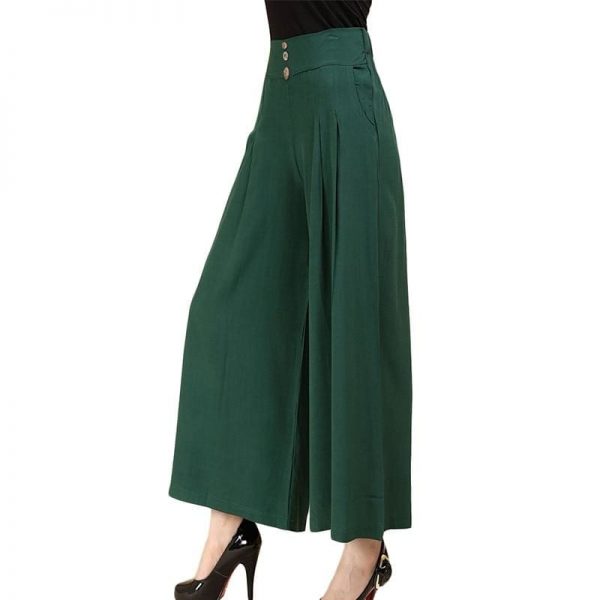 The Best Women High waist Nine Pants Cotton linen Wide-legged Pants Online - Takalr