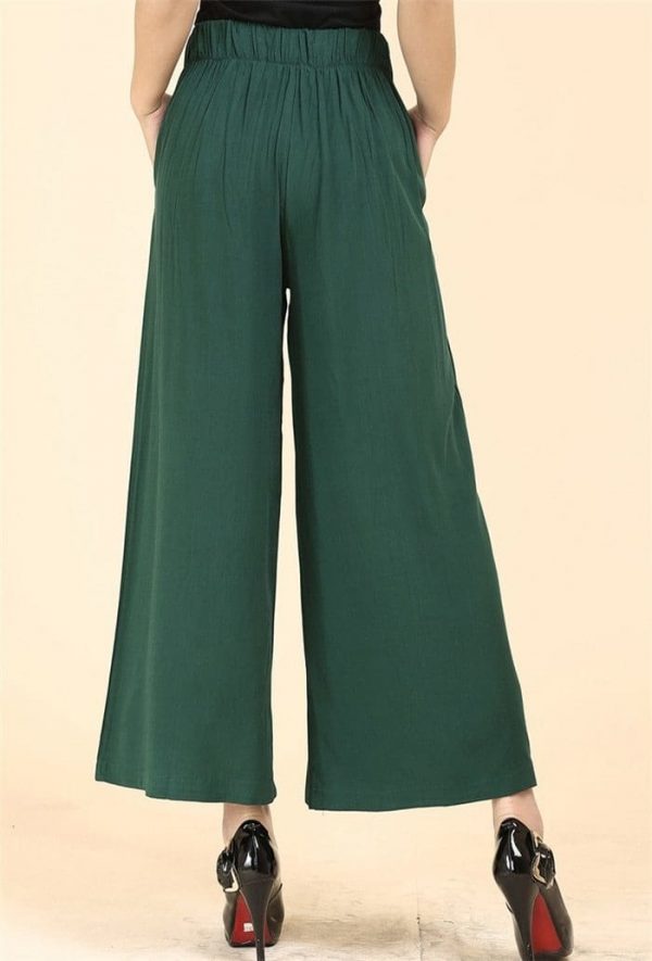 The Best Women High waist Nine Pants Cotton linen Wide-legged Pants Online - Takalr