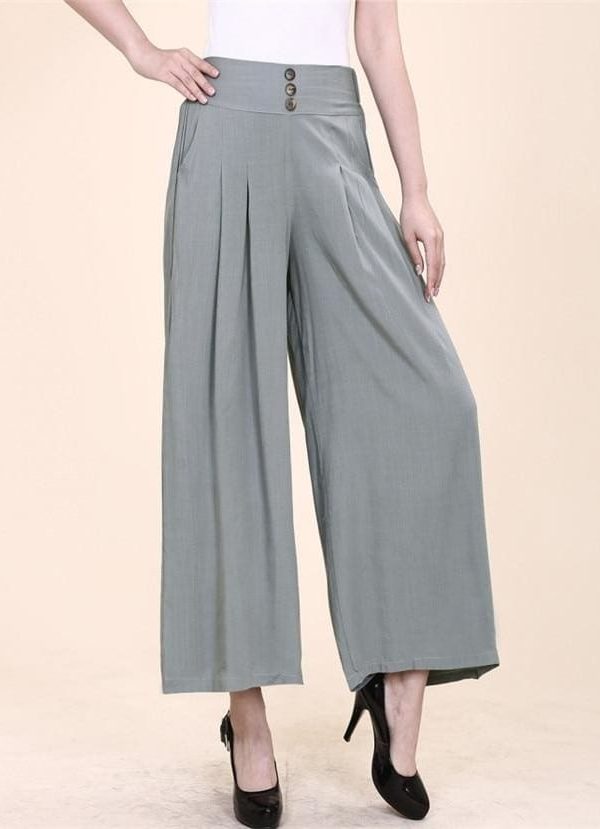 The Best Women High waist Nine Pants Cotton linen Wide-legged Pants Online - Takalr