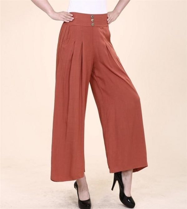 The Best Women High waist Nine Pants Cotton linen Wide-legged Pants Online - Takalr