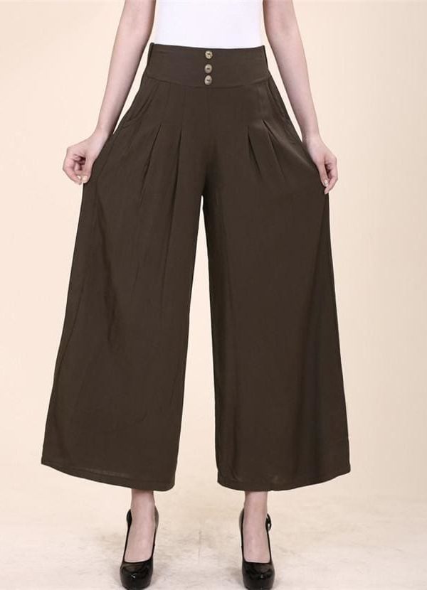 The Best Women High waist Nine Pants Cotton linen Wide-legged Pants Online - Takalr