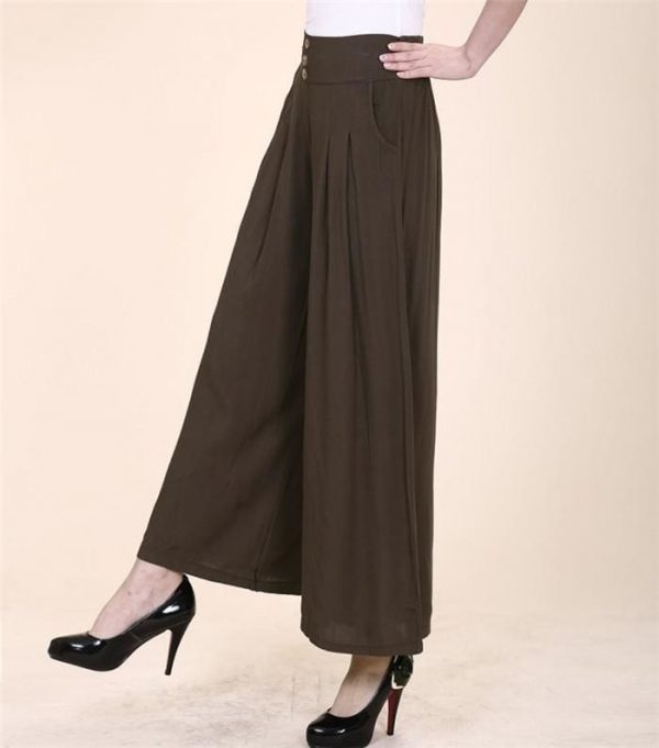 The Best Women High waist Nine Pants Cotton linen Wide-legged Pants Online - Takalr