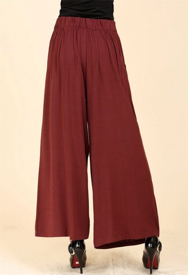 The Best Women High waist Nine Pants Cotton linen Wide-legged Pants Online - Takalr