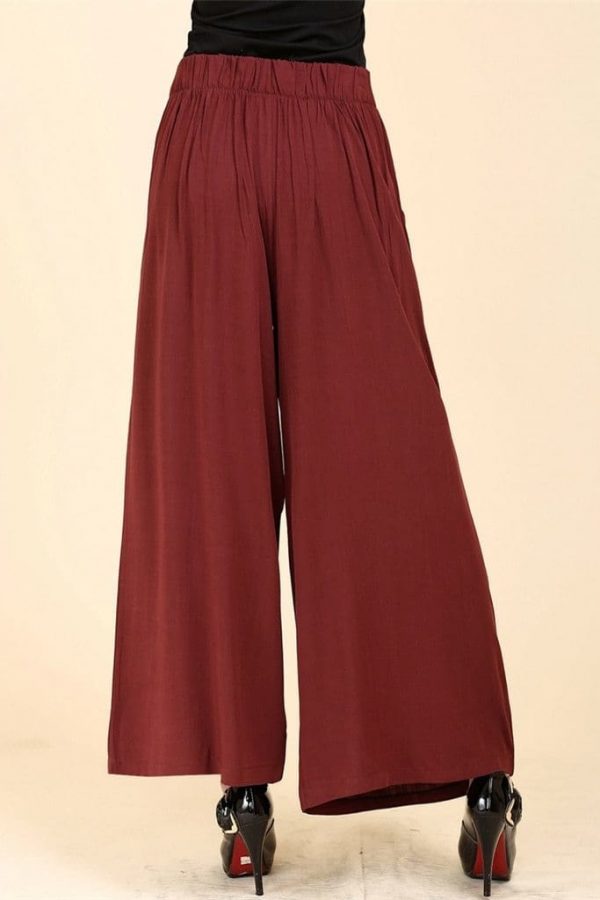 The Best Women High waist Nine Pants Cotton linen Wide-legged Pants Online - Takalr