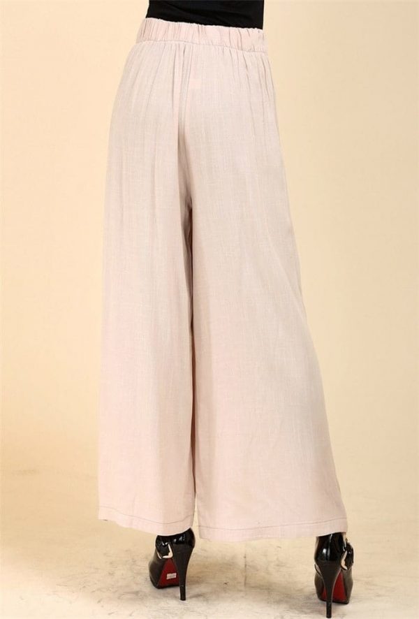 The Best Women High waist Nine Pants Cotton linen Wide-legged Pants Online - Takalr