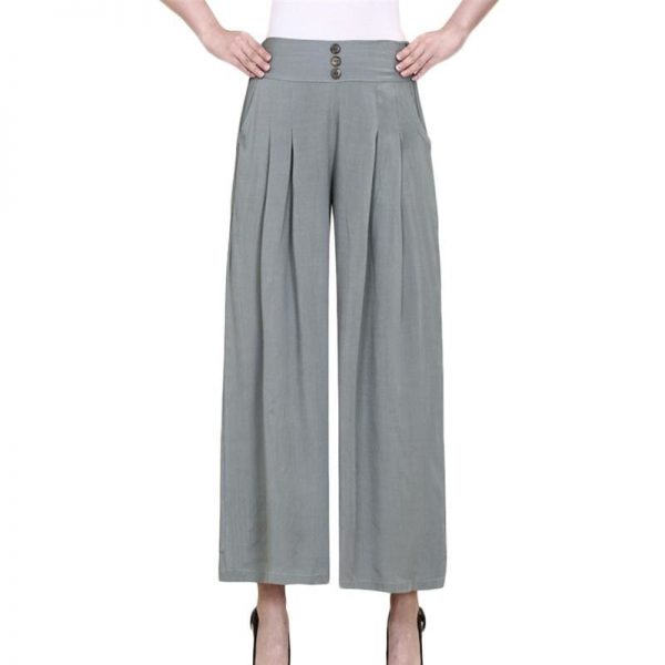 The Best Women High waist Nine Pants Cotton linen Wide-legged Pants Online - Takalr