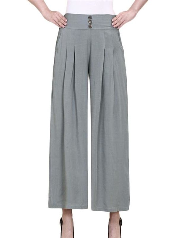 The Best Women High waist Nine Pants Cotton linen Wide-legged Pants Online - Takalr