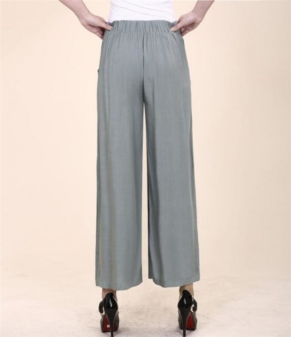 The Best Women High waist Nine Pants Cotton linen Wide-legged Pants Online - Takalr