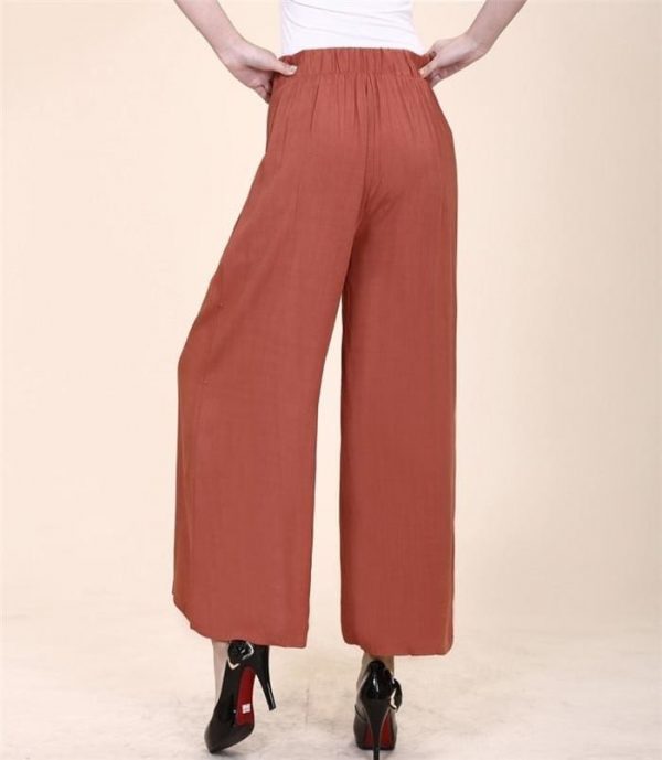 The Best Women High waist Nine Pants Cotton linen Wide-legged Pants Online - Takalr