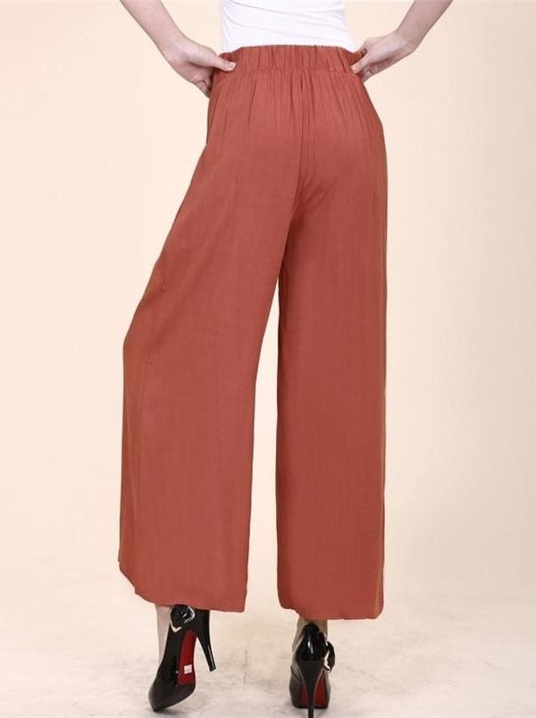 The Best Women High waist Nine Pants Cotton linen Wide-legged Pants Online - Takalr