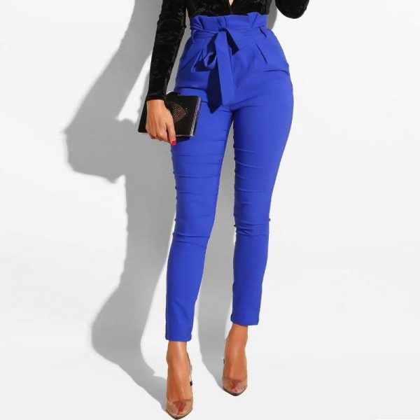 The Best Women High Waist Pants with Waist Belt Elegant Casual Fashion Trousers Online - Takalr