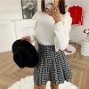 The Best Women High Waist Plaid Skirts Flared Pleated Short Skirt Femme Uniform School Girl Mini Skirts Womens Mini Skirt Online - Takalr