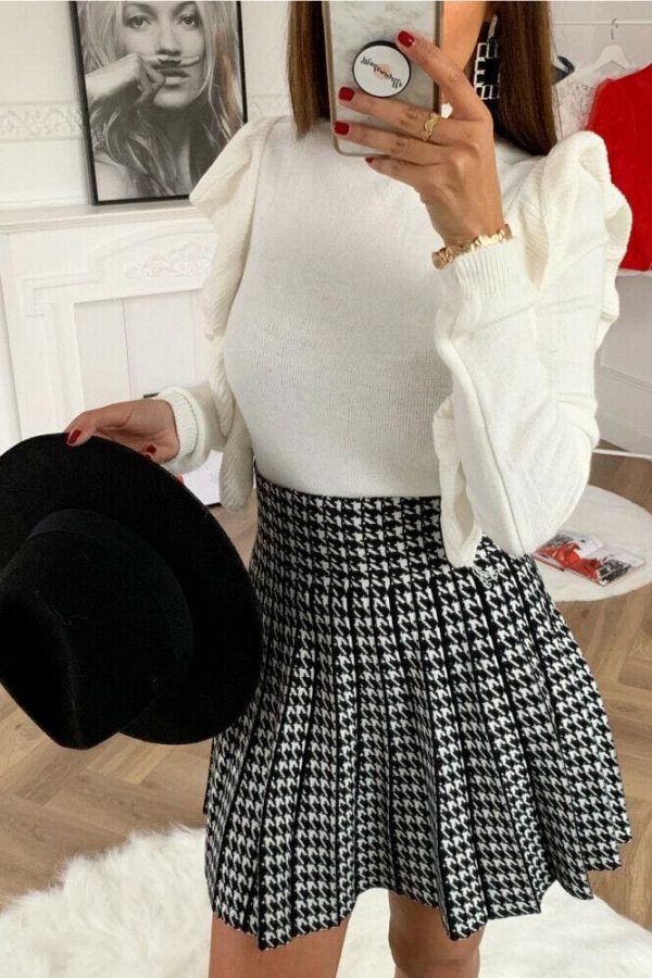 The Best Women High Waist Plaid Skirts Flared Pleated Short Skirt Femme Uniform School Girl Mini Skirts Womens Mini Skirt Online - Takalr