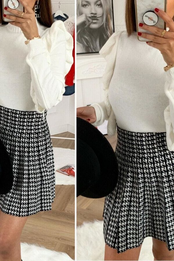 The Best Women High Waist Plaid Skirts Flared Pleated Short Skirt Femme Uniform School Girl Mini Skirts Womens Mini Skirt Online - Takalr