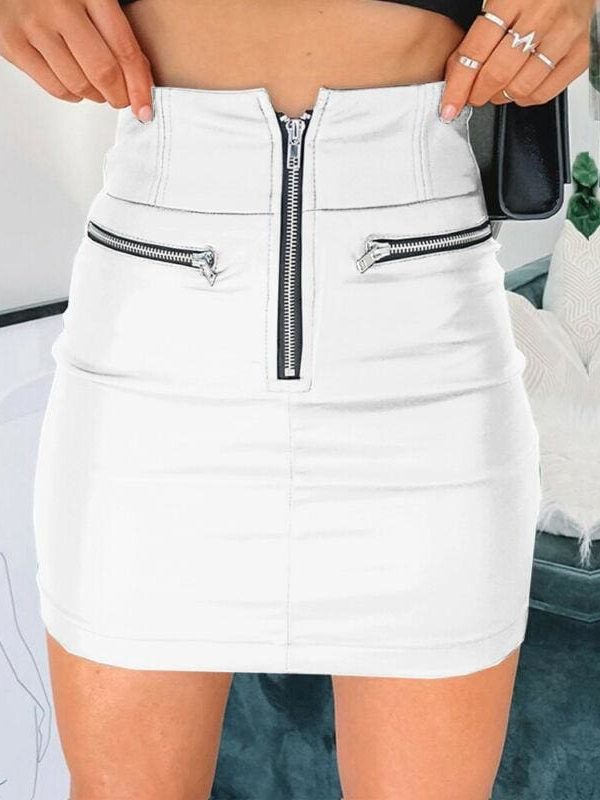 The Best Women High Waist PU Leather Bodycon Mini Skirt Ladies Evening Party Zipper Skirt Online - Takalr