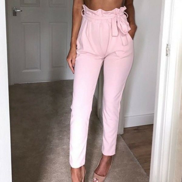 The Best Women High Waist Slim Skinny Leggings Ladies Solid OL Work Casual Stretchy Trousers Summer Thin Plain Pencil Pants Online - Takalr