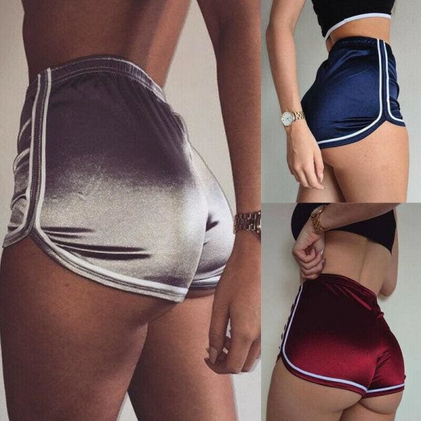 The Best Women High Waist Summer Satin Sport Casual Beach Running Slim Shorts Ladies Solid Gym Fitness Hot Trousers Workout Online - Takalr