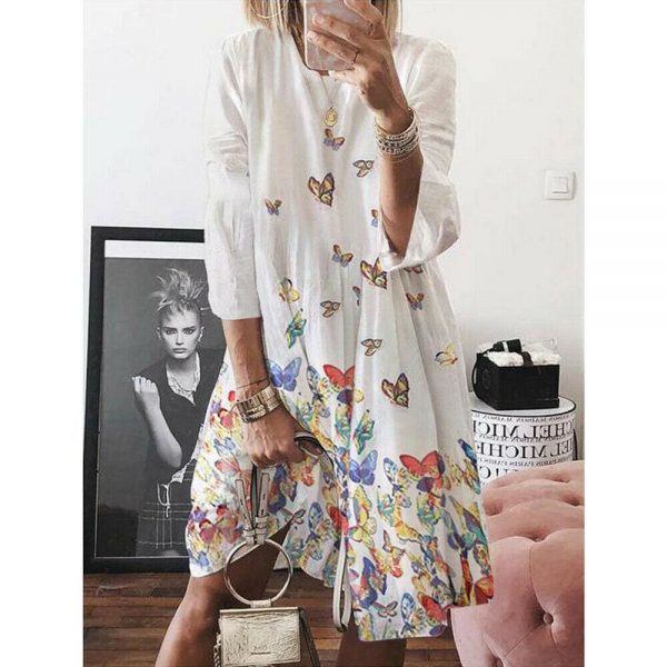 The Best Women Holiday Autumn Long Sleeve A-Line Ladies Casual Maxi Dress Summer Boho Beach Dress Sundress Online - Takalr