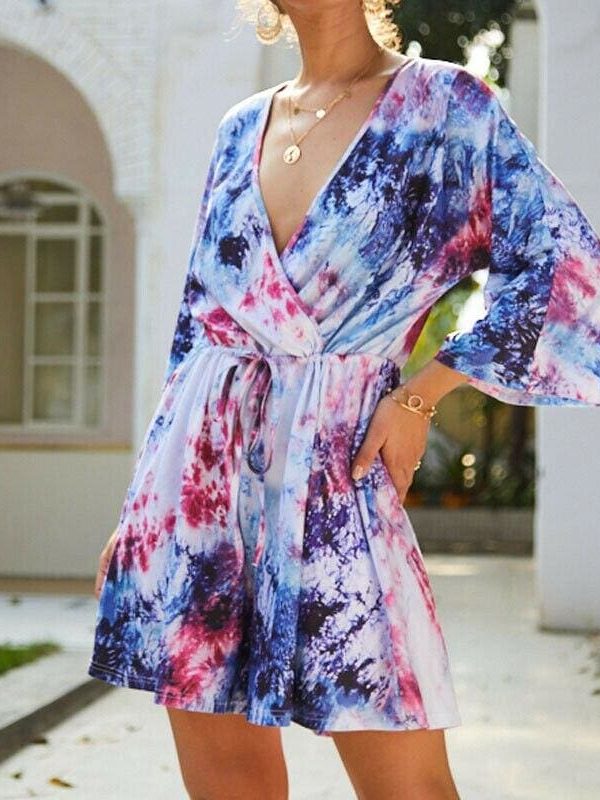 The Best Women Holiday Mini Playsuit Ladies Fashion Half Sleeve V-Neck Summer Shorts Jumpsuit Beach Casual Loose Boho Floral Rompers Online - Takalr