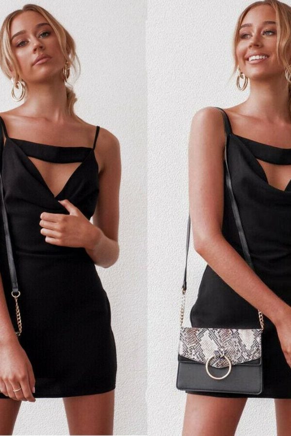 The Best Women Holiday Strappy Bodycon Sleeveless Slim Black Dress Ladies Summer Beach Party Mini Sundress New Online - Takalr