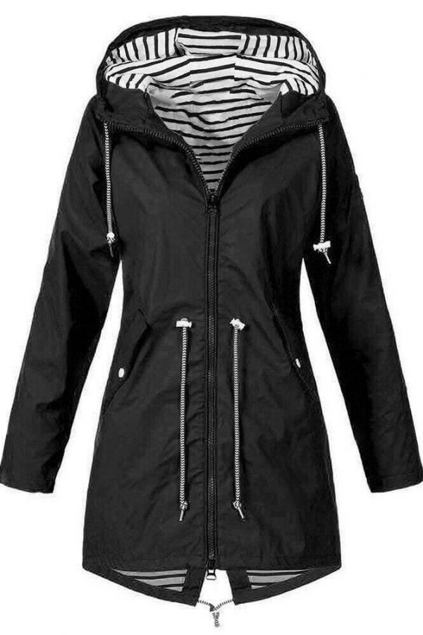 The Best Women Hooded Coat Windproof Rain Coat Parka Zip Jacket Online - Takalr