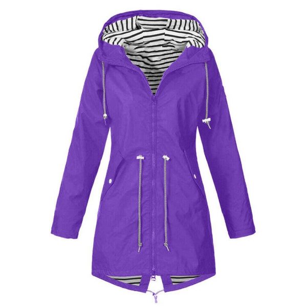 The Best Women Hooded Coat Windproof Rain Coat Parka Zip Jacket Online - Takalr