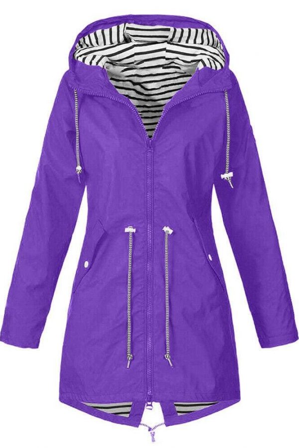 The Best Women Hooded Coat Windproof Rain Coat Parka Zip Jacket Online - Takalr