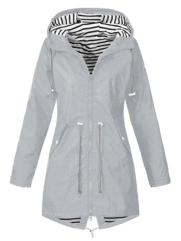 The Best Women Hooded Coat Windproof Rain Coat Parka Zip Jacket Online - Takalr