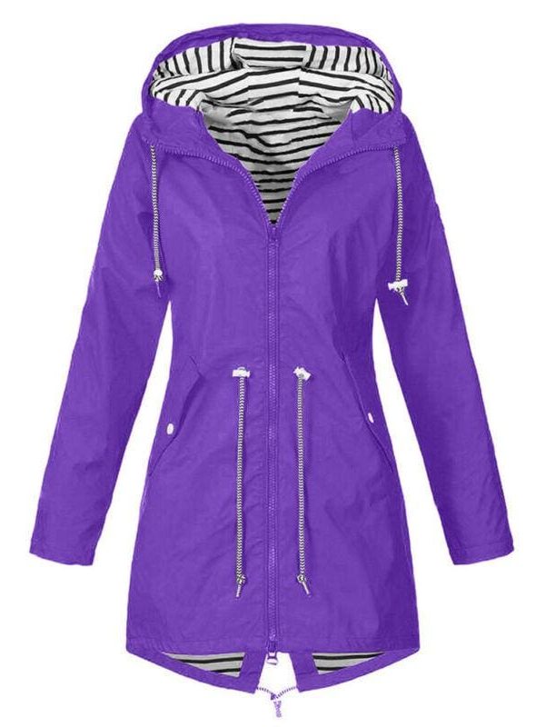 The Best Women Hooded Coat Windproof Rain Coat Parka Zip Jacket Online - Takalr