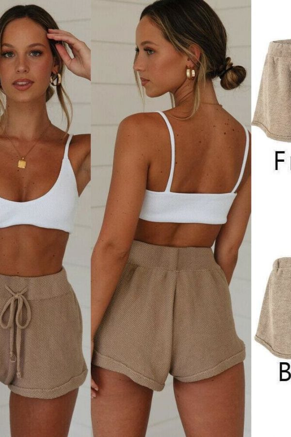 The Best Women Hot Shorts Summer Solid Casual Loose Shorts Bow Beach High Waist Mini Stretch Slim Tight Short Trousers New Online - Takalr