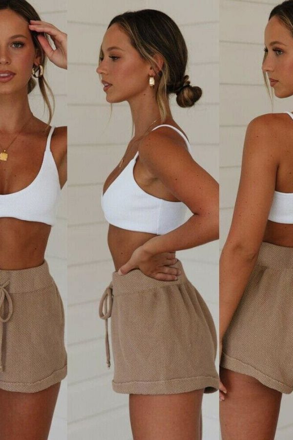 The Best Women Hot Shorts Summer Solid Casual Loose Shorts Bow Beach High Waist Mini Stretch Slim Tight Short Trousers New Online - Takalr