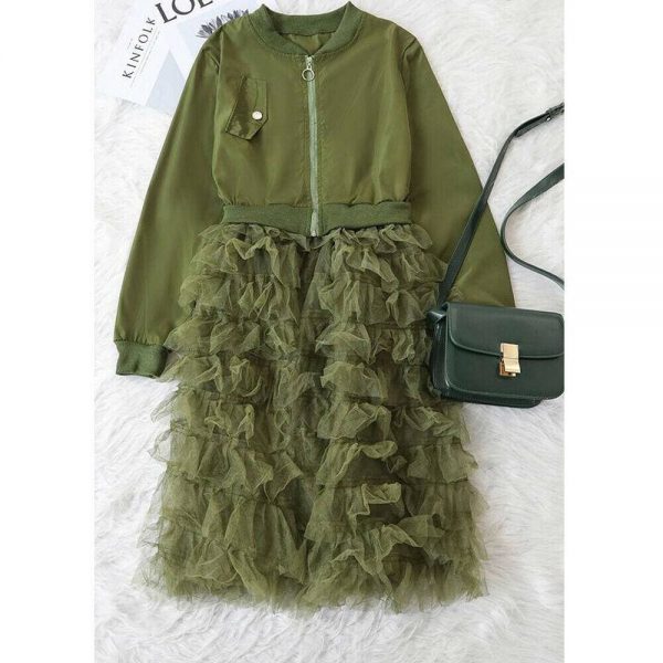 The Best Women Jacket Fashion Solid Color Long Sleeve Womens Jackets Lace Ruffles Mesh Stitching Suit Elegant Overcoat Long Jackets Online - Takalr